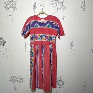 90s Printed Pink Dress FREEMAN DESIGNS